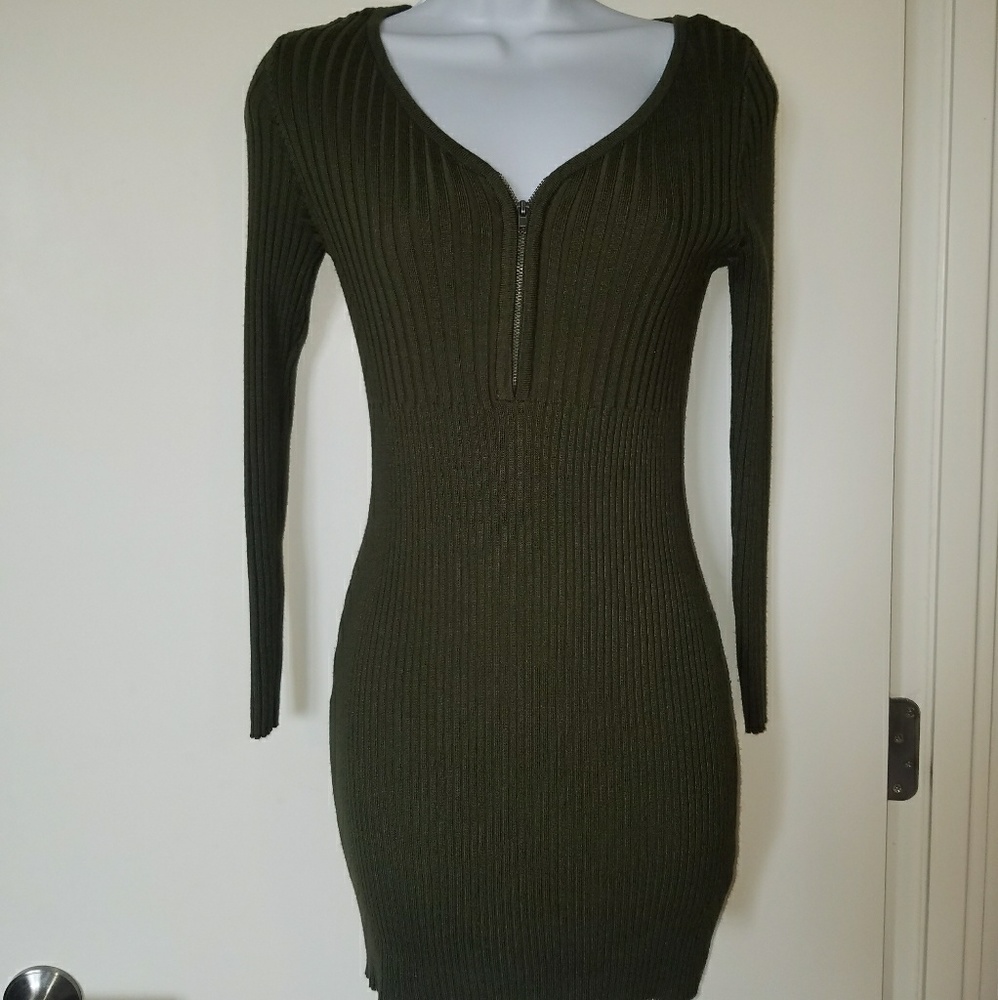 Dark green rib dress